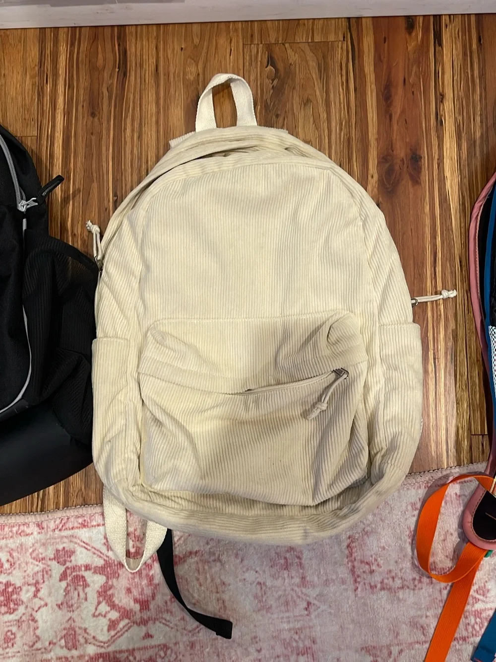 Cream Corduroy Backpack - Unbranded